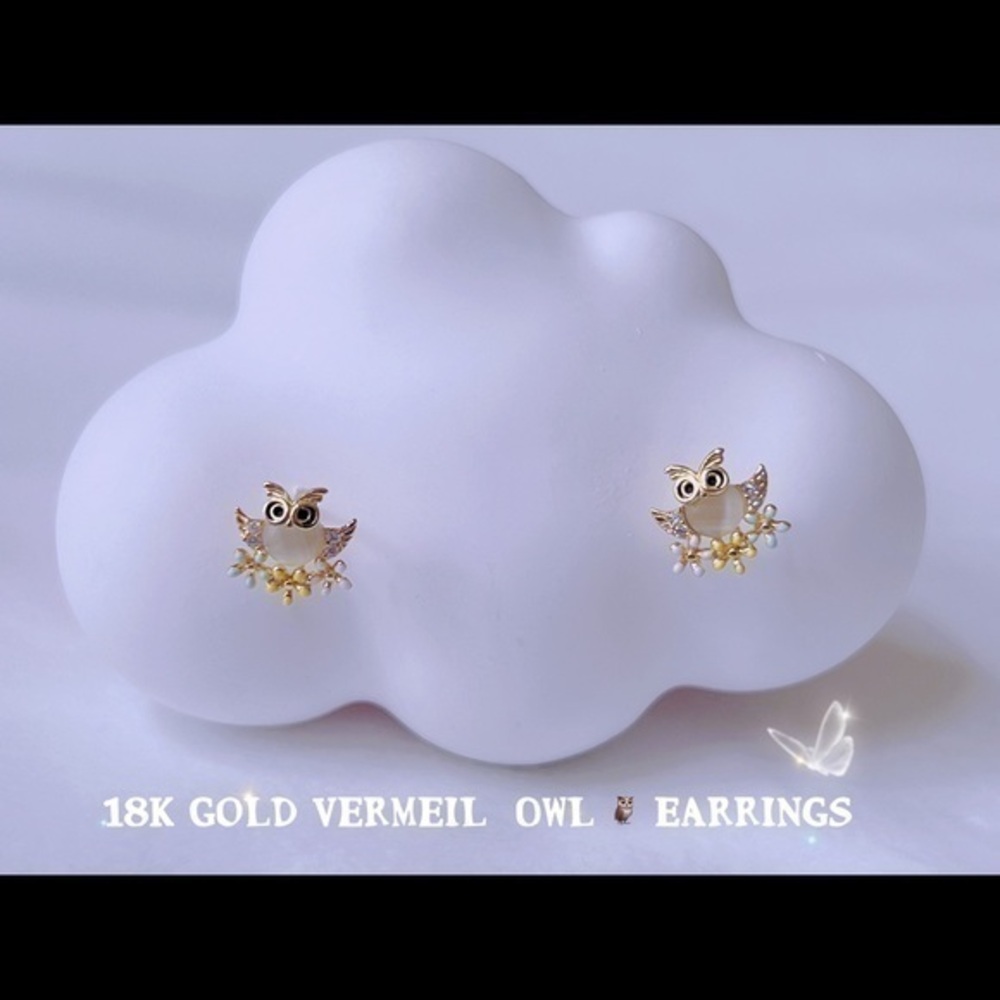 18K Gold Vermeil  Owl 🦉 Earrings